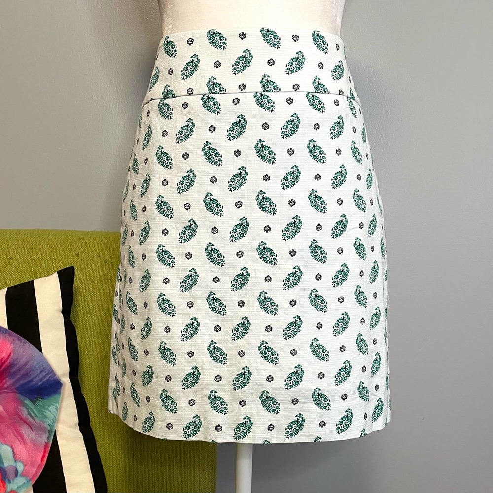 Ann Taylor Blue Green Floral Straight Pencil Mini Skirt 4